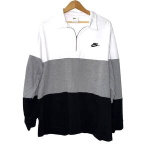 Nike MENS "L" PRE-OWNED Club Fleece Quarter Zip Polo‎ Shirt Loose Fit FB7797-100